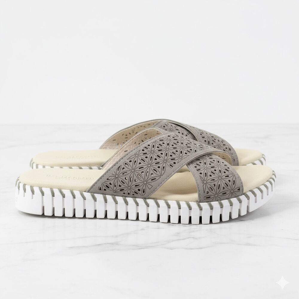 Ilse Jacobsen Hornbæk White Woven Leather Slides Slip On Sandals EU 40